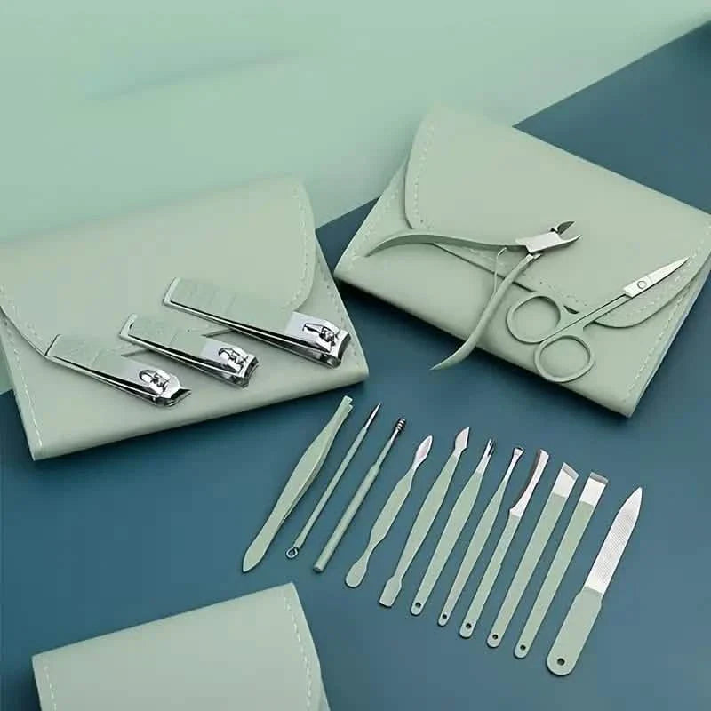 16-Pieces: Nail Clippers Manicure Tool Set with Portable Travel Case